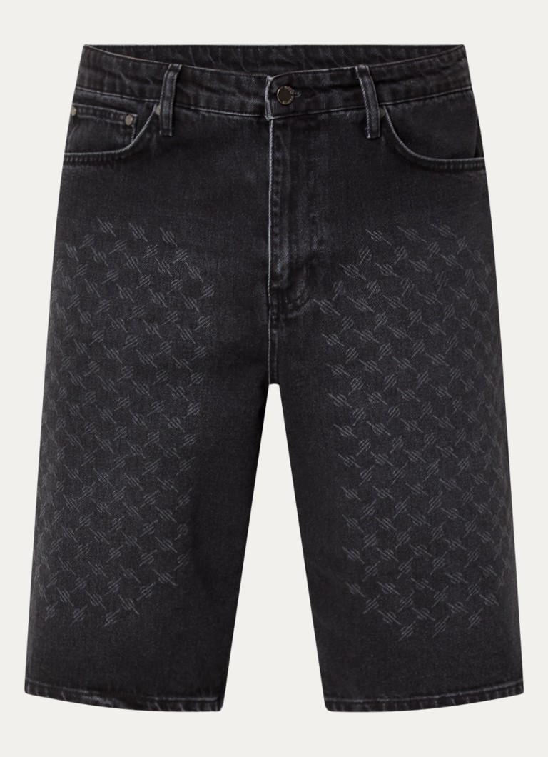 Daily Paper Heren Straight fit korte broek van denim met gekleurde wassing in de kleur Zwart, maat: L