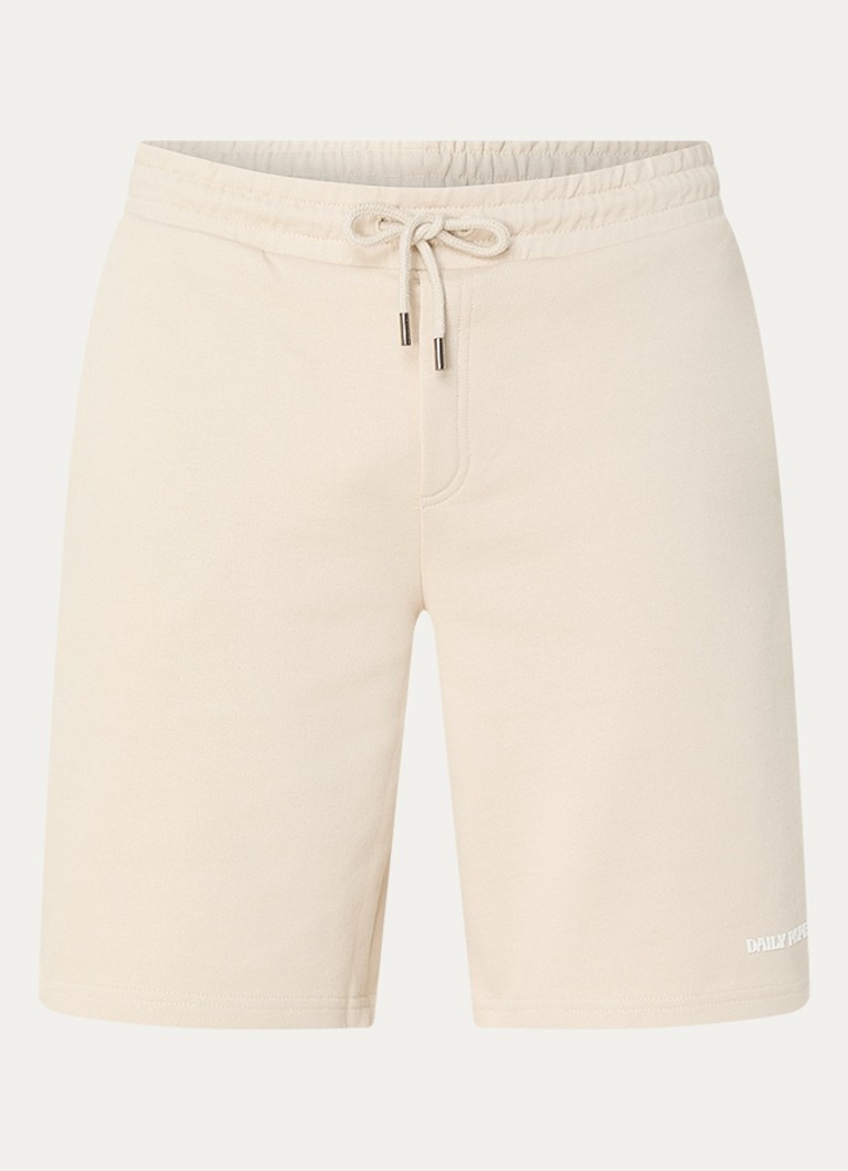 Daily Paper Heren Dais straight fit korte joggingbroek met logo in de kleur Beige, maat: XS