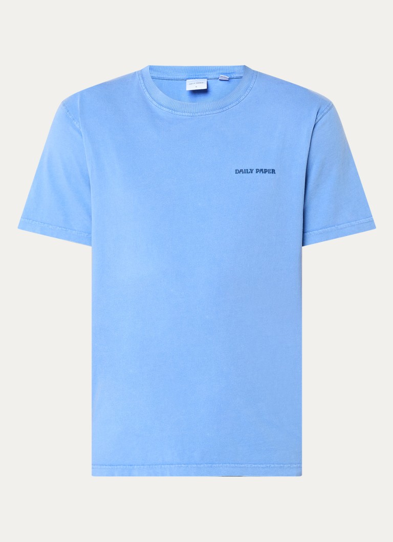 Daily Paper Heren Dias T-shirt met logoborduring in de kleur Blauw, maat: S