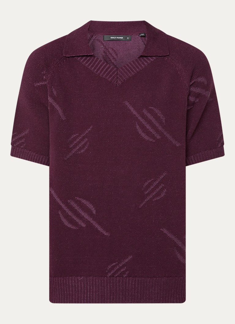 Daily Paper Heren Monogram fijngebreide polo in de kleur Aubergine, maat: L