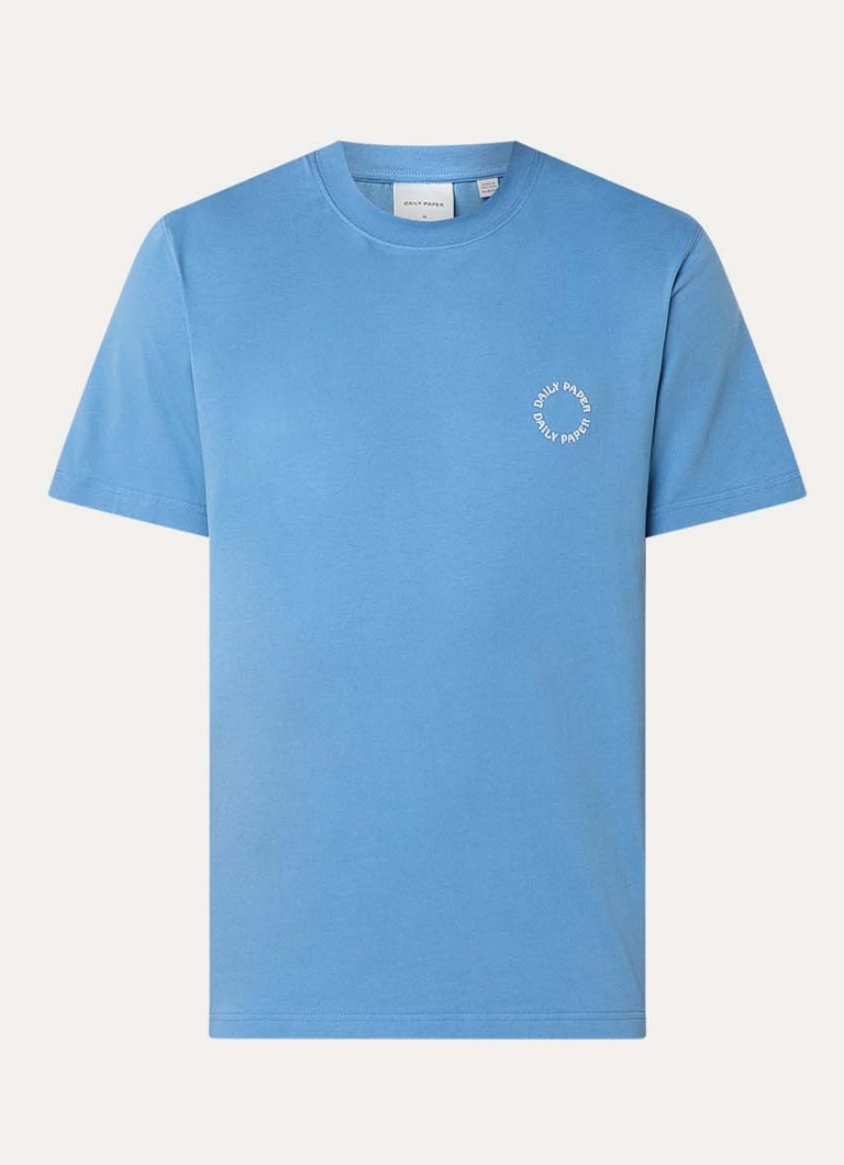 Daily Paper Heren Orbit T-shirt met logo- en backprint in de kleur Blauw, maat: L