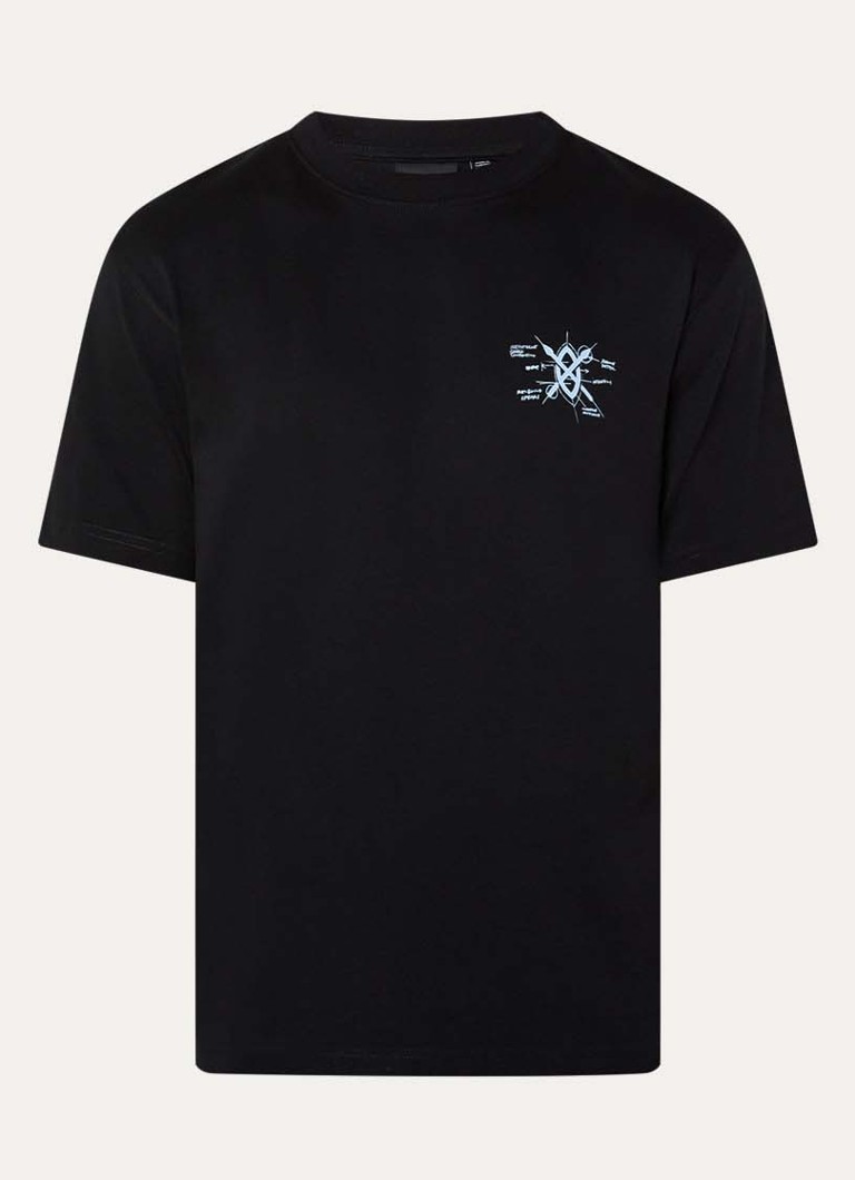 Daily Paper Heren Shield Evolution T-shirt met logo- en backprint in de kleur Zwart, maat: S