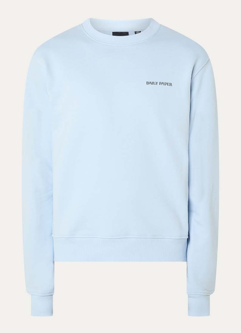 Daily Paper Heren Snake shield sweater met logo- en backprint in de kleur Lichtblauw, maat: XL