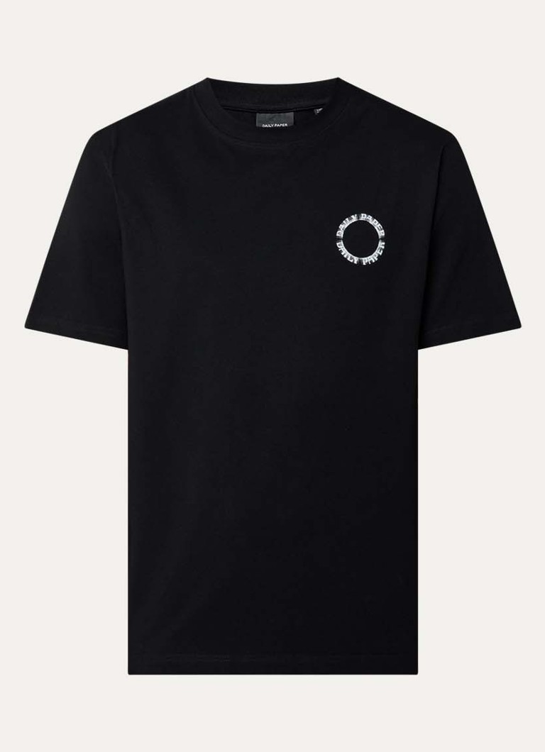 Daily Paper Heren T-shirt met logo en ronde hals in de kleur Zwart, maat: S