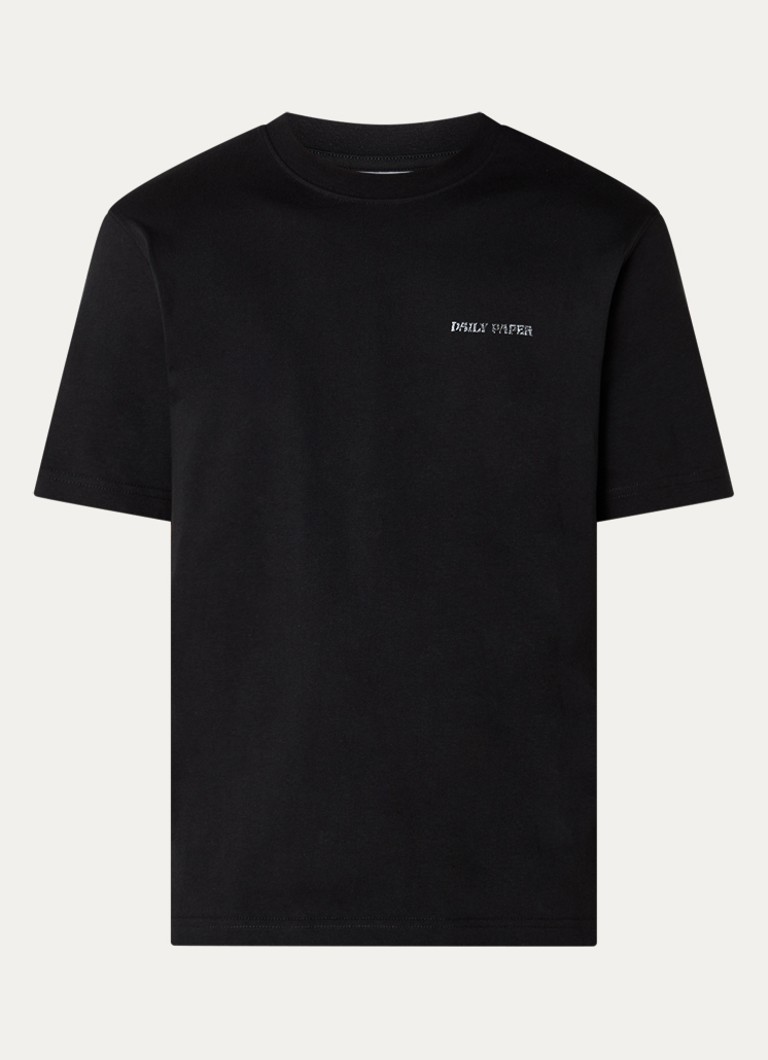 Daily Paper Heren Metal Shield T-shirt logo- en backprint in de kleur Zwart, maat: XL