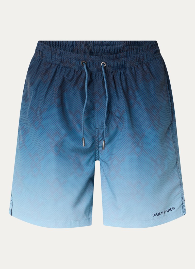 Daily Paper Heren Ombre Dotted Shield zwemshorts met steekzakken in de kleur Donkerblauw, maat: XL