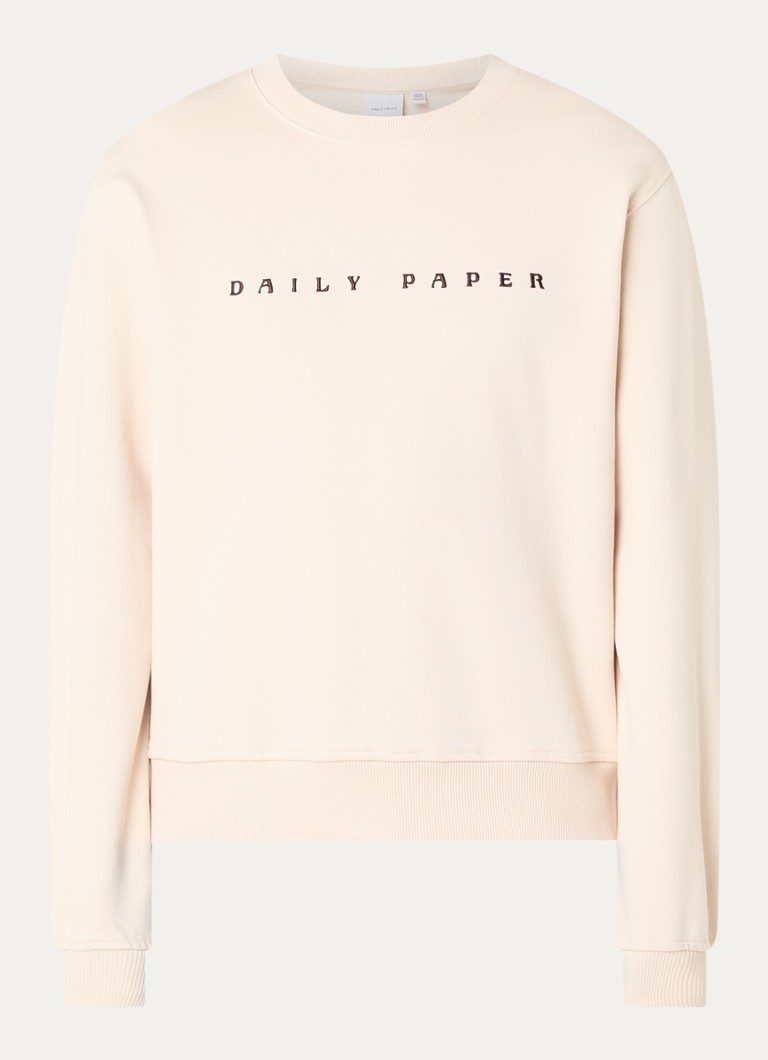 Daily Paper Heren Alias sweater met logoborduring in de kleur Creme, maat: XL