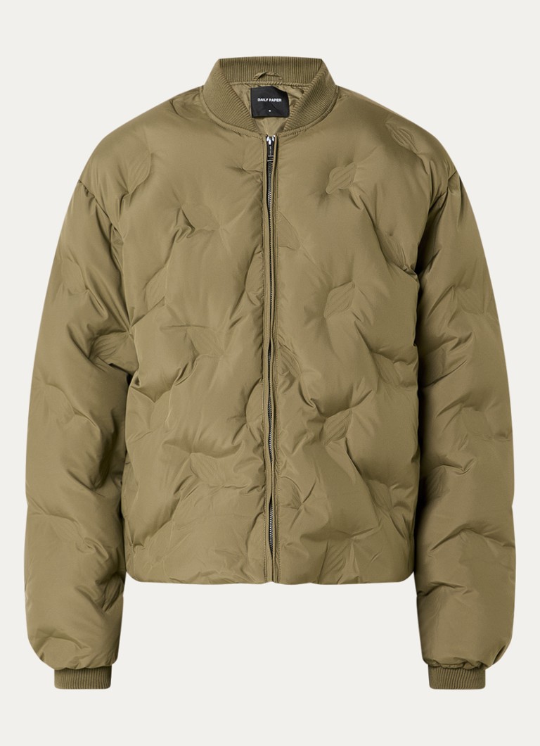 Daily Paper Heren Ayan puffer jack met donsvulling en steekzakken in de kleur Mosgroen, maat: XS
