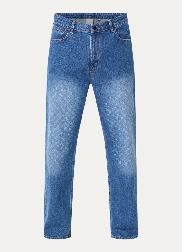Daily Paper Heren Amba straight leg jeans met logoprint in de kleur Indigo, maat: XL