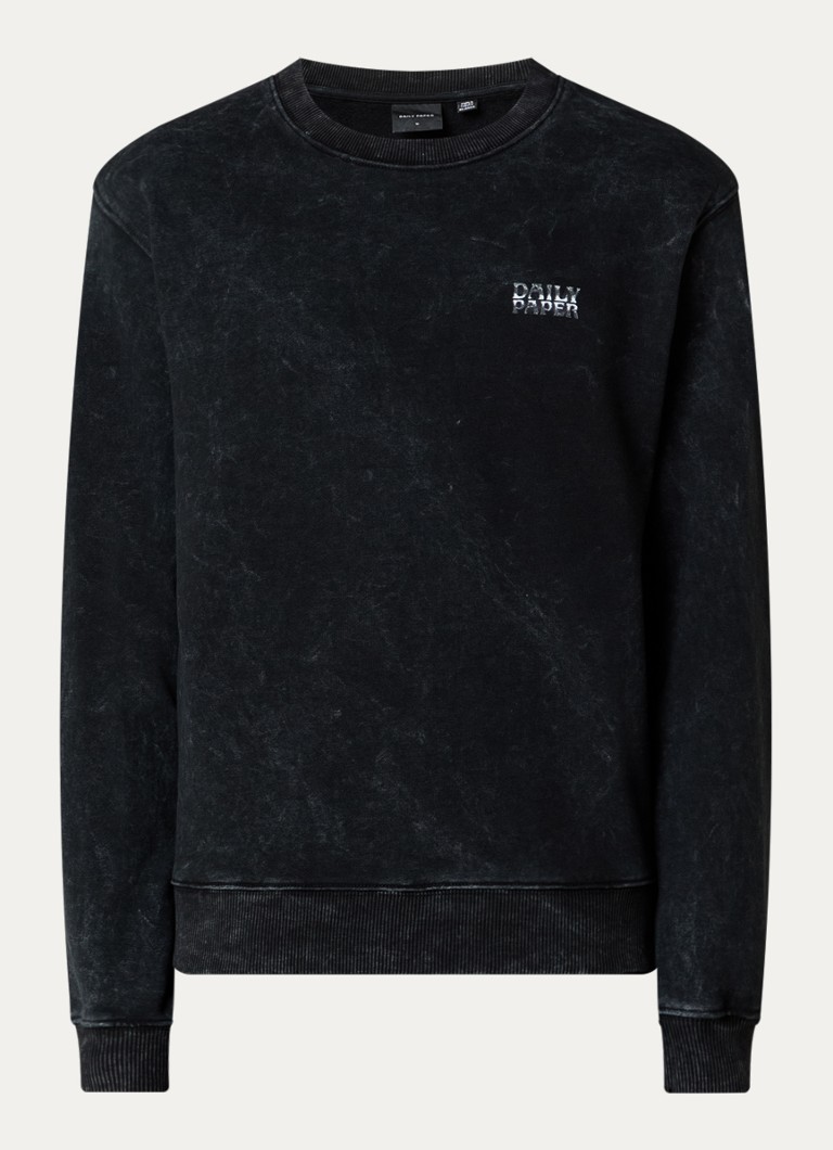 Daily Paper Heren Metallic shield sweater met front- en backprint in de kleur Zwart, maat: XL