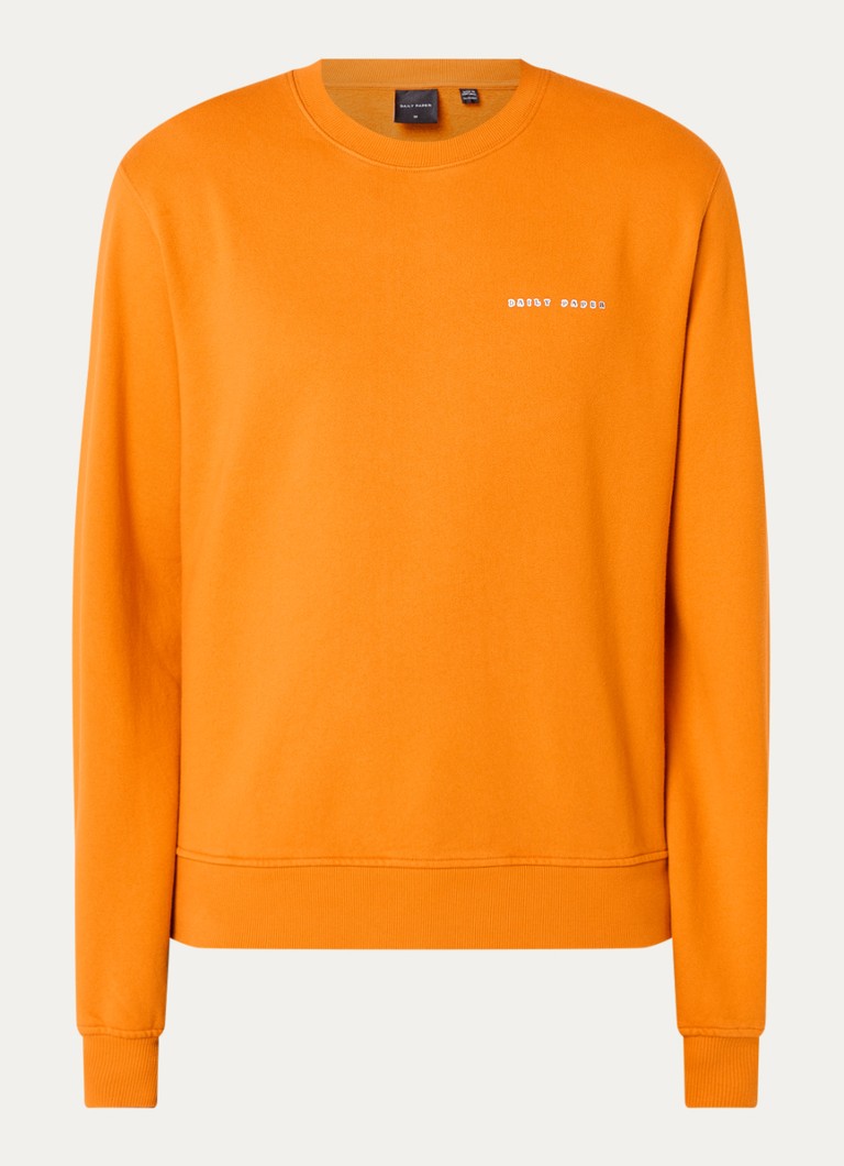 Daily Paper Heren Origami sweater met logo- en backprint in de kleur Oranje, maat: S