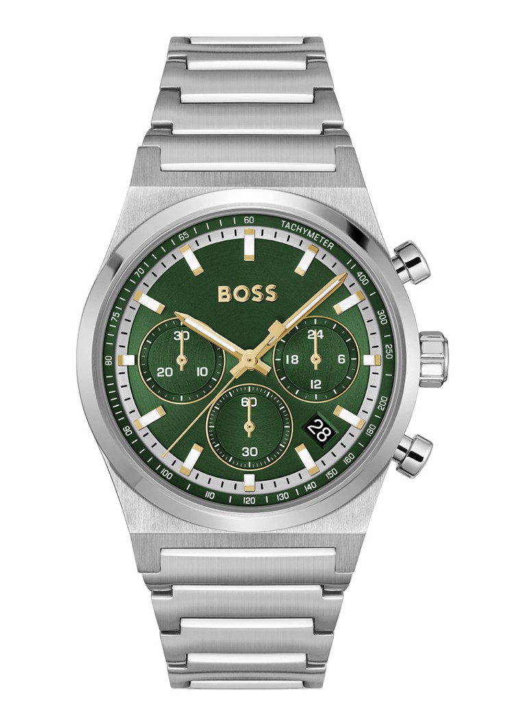 BOSS Heren Candor Chrono horloge HB1514220 in de kleur Zilver, maat: ns