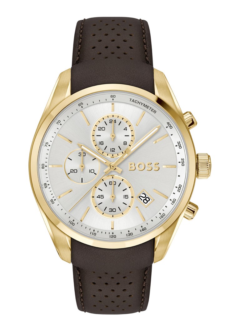 BOSS Heren Grand Prix horloge HB1514225 in de kleur Goud, maat: ns