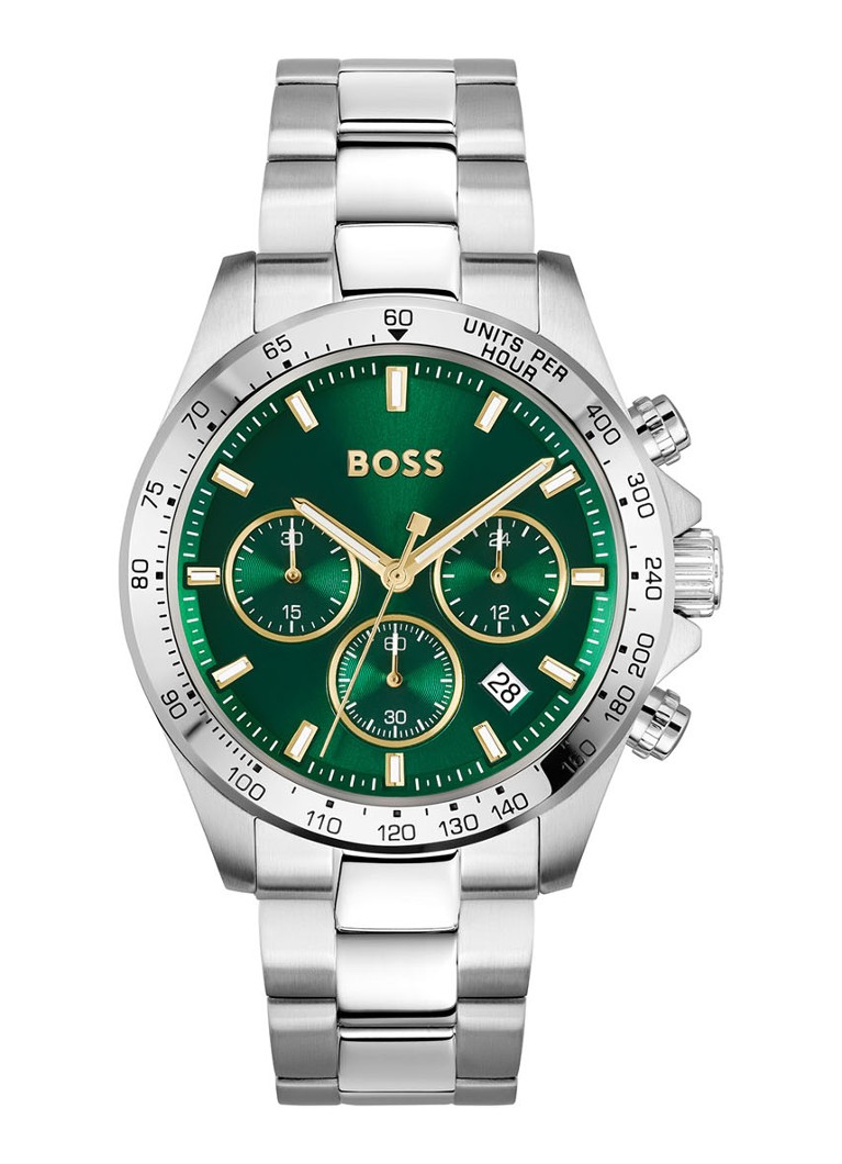 BOSS Heren Hero horloge HB1514217 in de kleur Zilver, maat: 16 maat