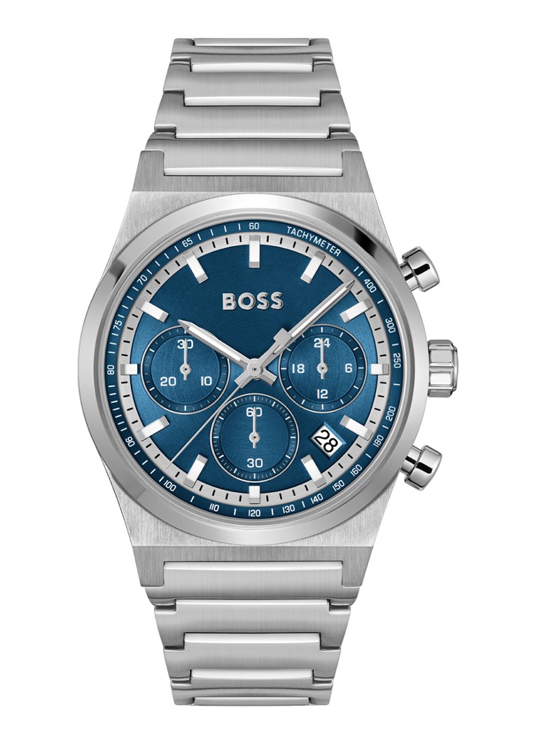 BOSS Heren Candor Chrono horloge HB1514250 in de kleur Zilver, maat: 27 maat