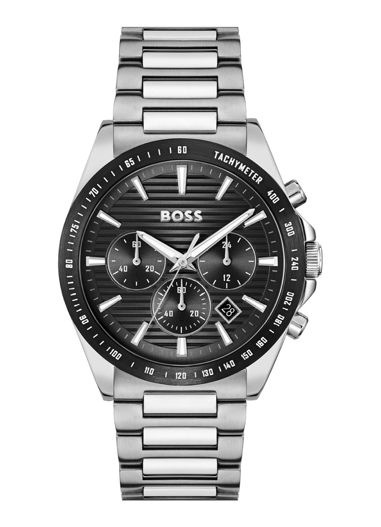 BOSS Heren Strike Chrono horloge HB1514290 in de kleur Zilver, maat: 15 maat