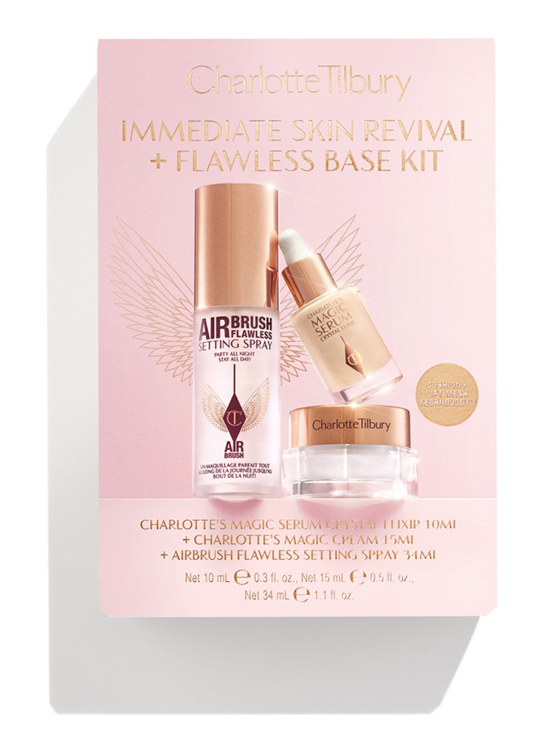 Charlotte Tilbury Immediate Skin Revival + Flawless Base Kit - travel size verzorgingsset Transparant 260gr. Cadeausets - Deal