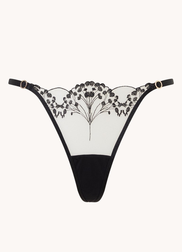 Bluebella Dames Marisa string met borduring in de kleur Zwart, maat: 40