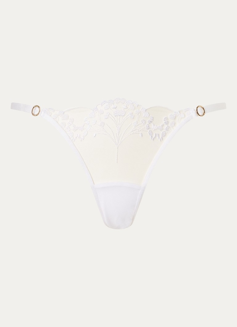 Bluebella Dames Marisa tanga van mesh met borduring in de kleur Wit, maat: 36