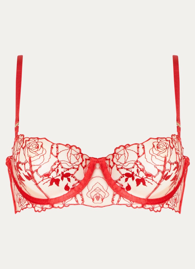 Bluebella Dames Rosalie beugel bh van mesh met borduring in de kleur Rood, maat: E65