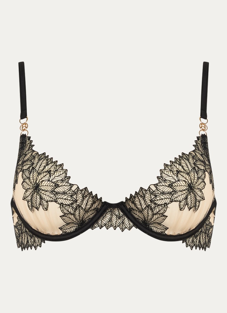 Bluebella Dames Inaya beugel bh van mesh met borduuring in de kleur Zwart, maat: B75