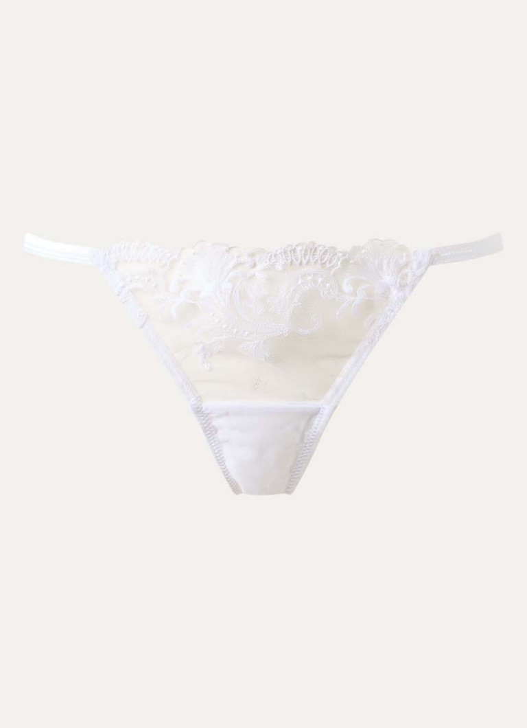 Bluebella Dames Marseille slip van mesh met borduring in de kleur Wit, maat: 38