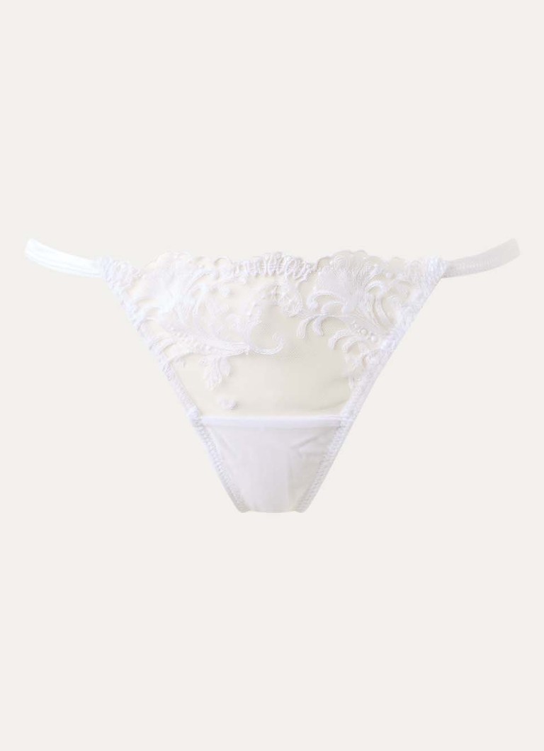 Bluebella Dames Marseille string van mesh met borduring in de kleur Wit, maat: 36