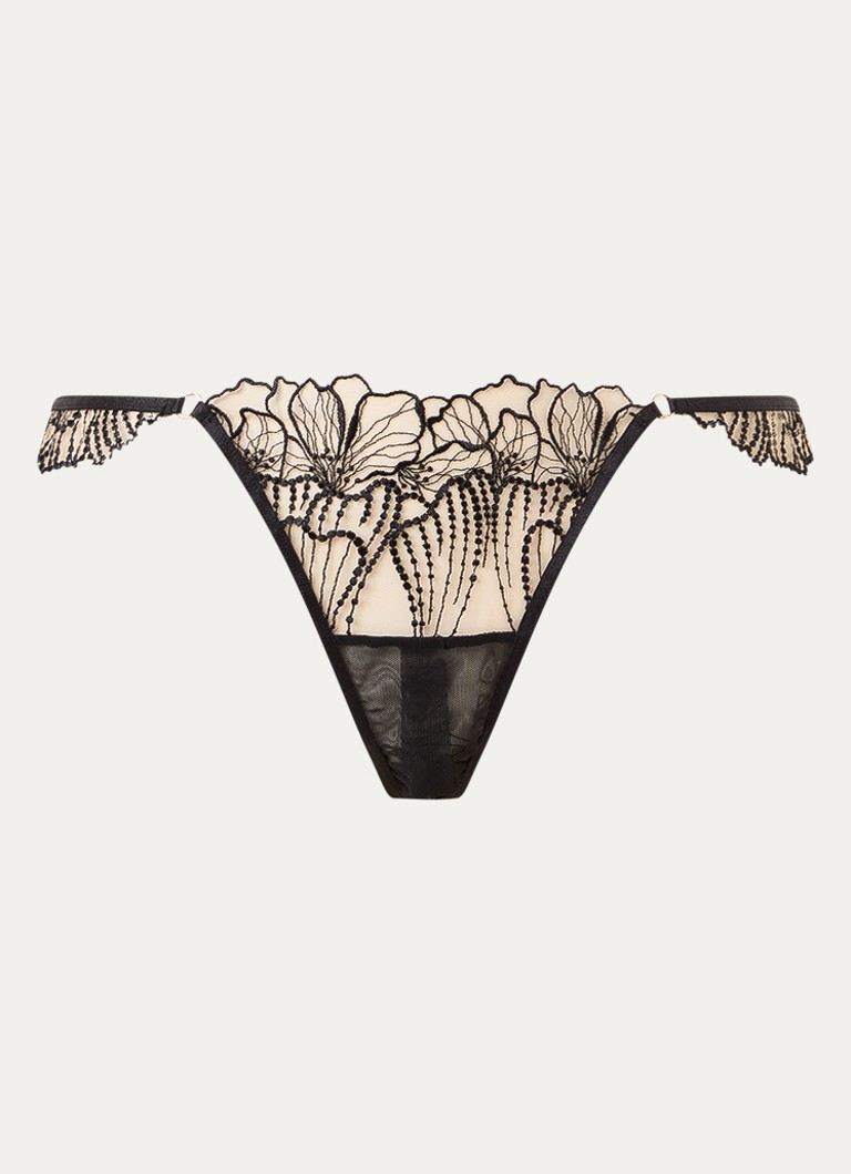 Bluebella Dames Amarosa slip van mesh met borduring in de kleur Zwart, maat: 40