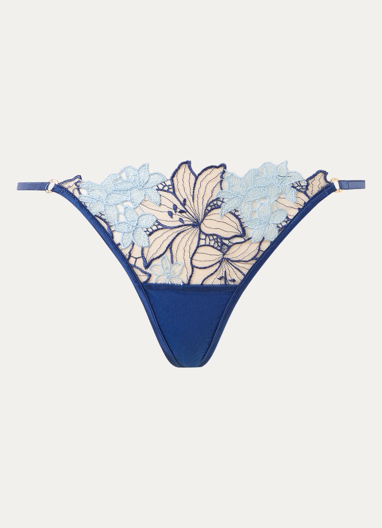 Bluebella Dames Calantha string van mesh met borduring in de kleur Royalblauw, maat: 38