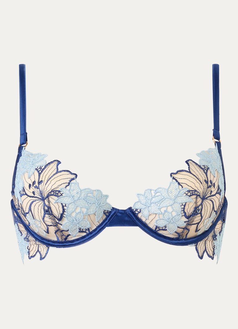 Bluebella Dames Calantha beugel bh van mesh met borduring in de kleur Royalblauw, maat: D80