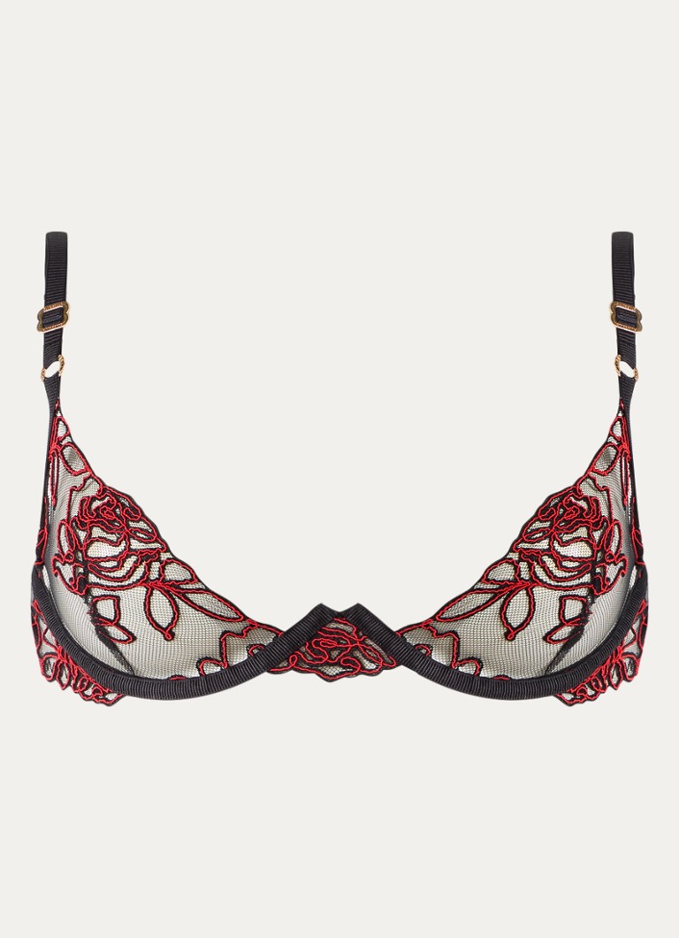 Bluebella Dames Malina beugel bh van mesh met borduring in de kleur Rood, maat: B70