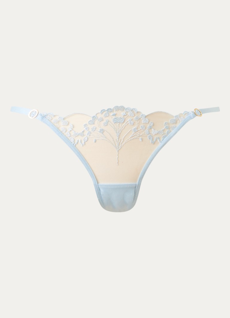 Bluebella Dames Marisa tanga van mesh met borduring in de kleur Lichtblauw, maat: 42