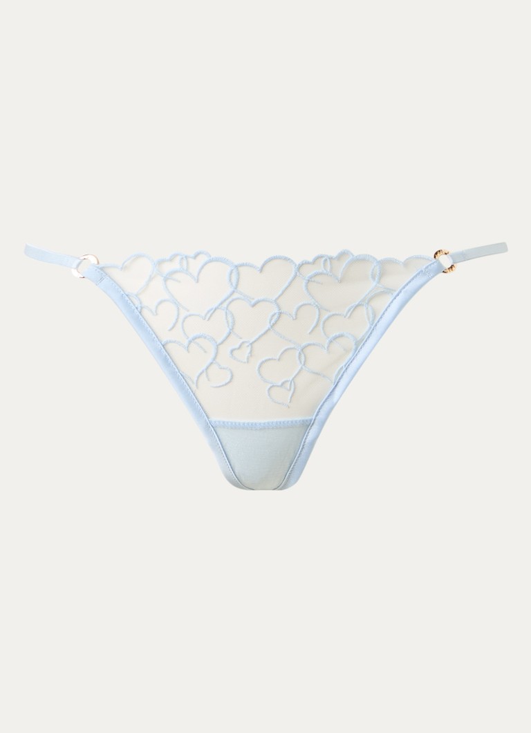Bluebella Dames Valentina string van mesh met borduring in de kleur Lichtblauw, maat: 36