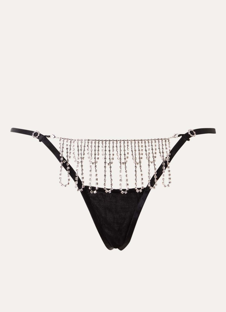 Bluebella Dames Estelle string met strass in de kleur Zwart, maat: 36