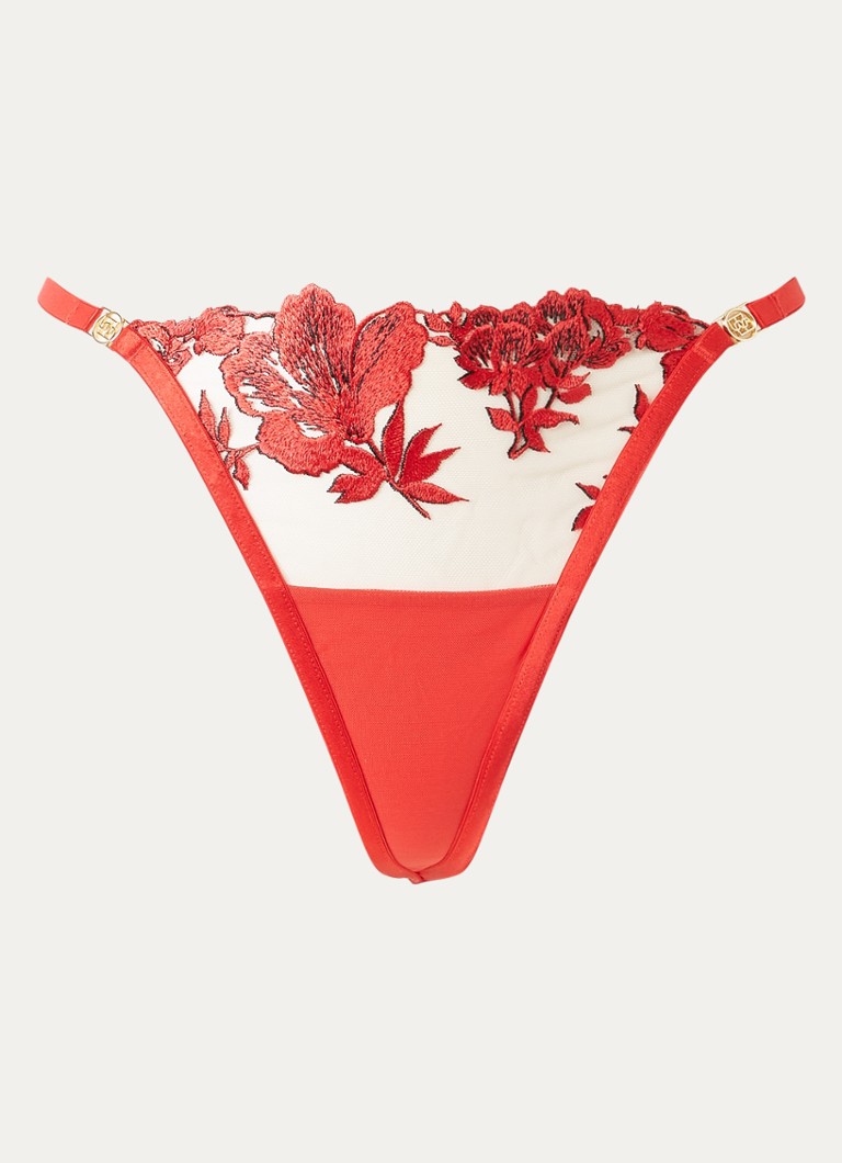 Bluebella Dames Lavanya string van mesh met borduring in de kleur Rood, maat: 36