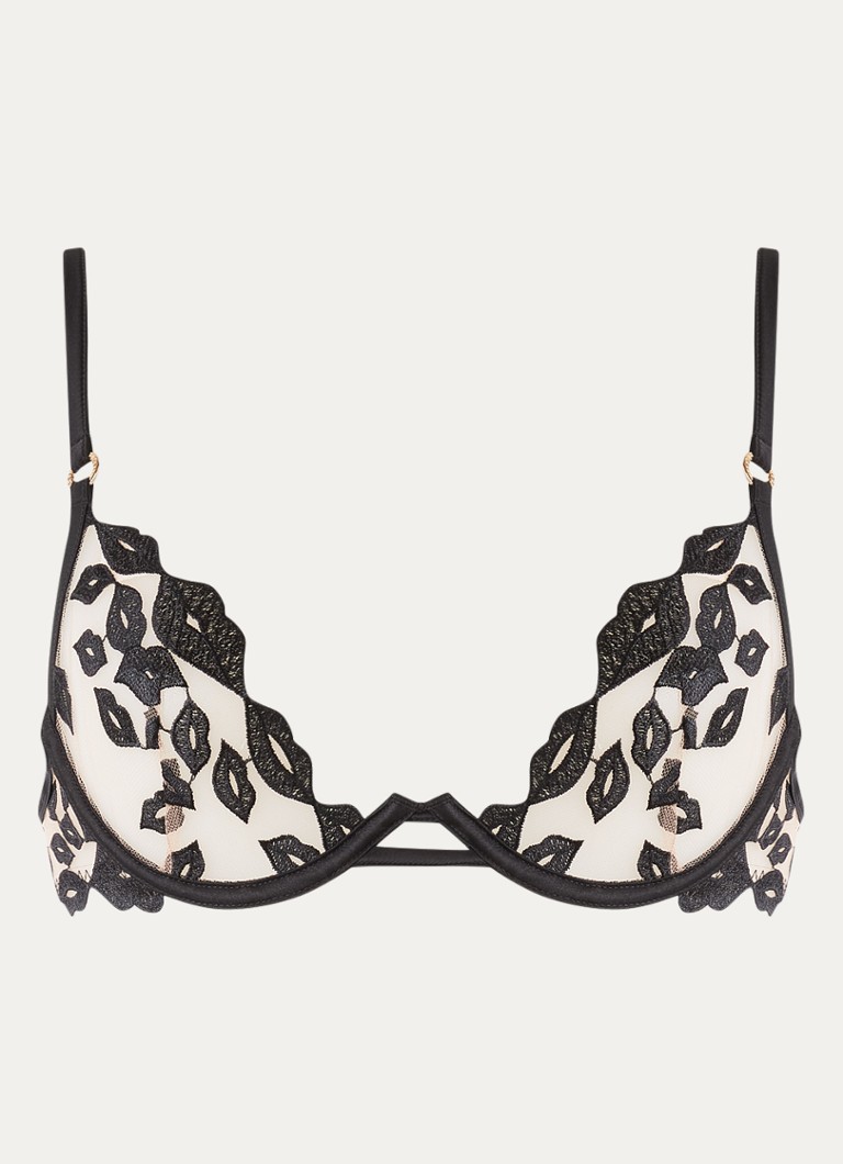 Bluebella Dames Marian beugel bh van mesh met bloemborduring in de kleur Zwart, maat: D80