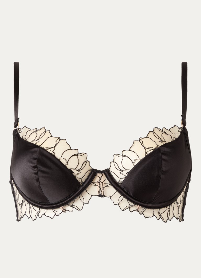 Bluebella Dames Fern voorgevormde bh van satijn met mesh in de kleur Zwart, maat: B80