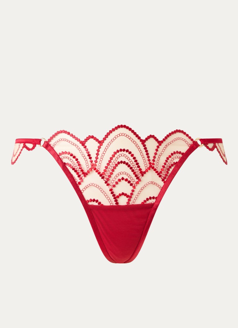 Bluebella Dames Soraya string van mesh met borduring in de kleur Rood, maat: 36