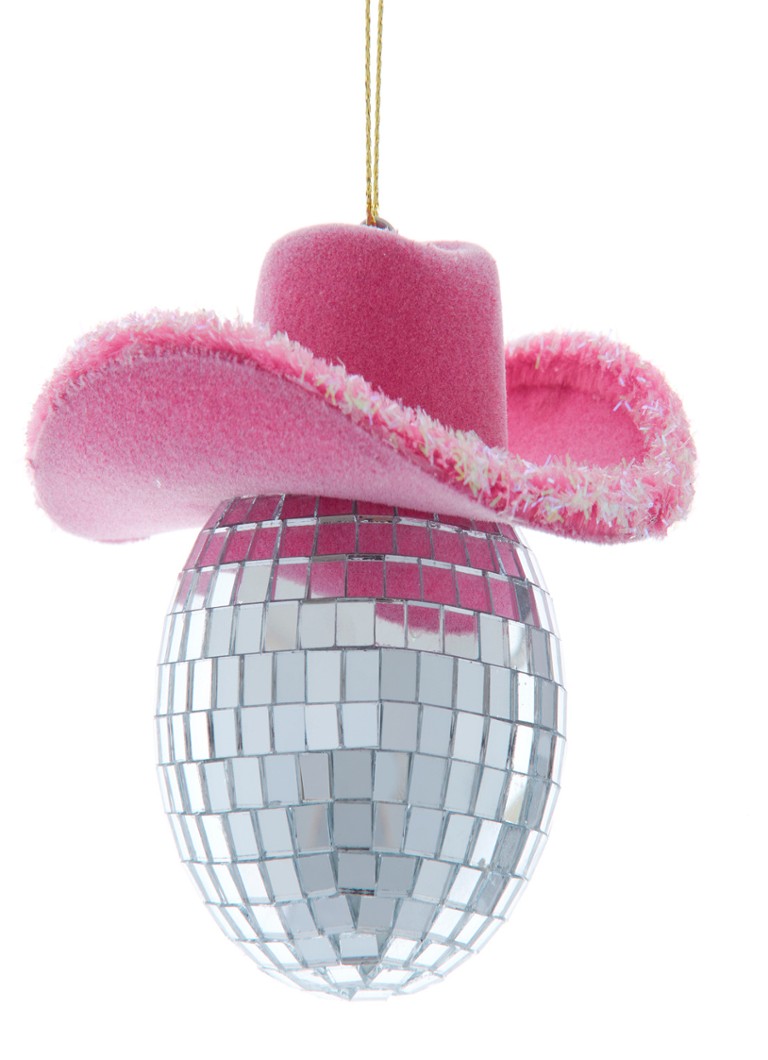 Kurt Adler Cowboyhoed Discobal kersthanger 10 cm Roze - Deal