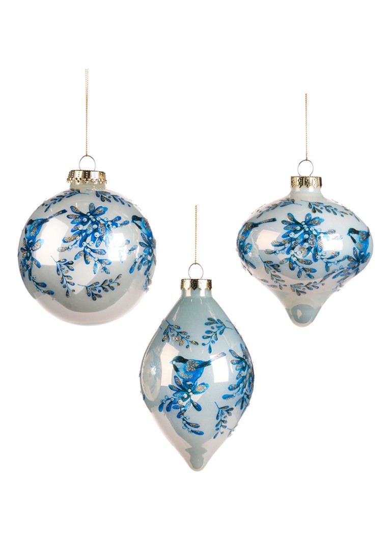 Goodwill Delfts Blauw kerstornament 10 cm set van 3 Wit - Deal