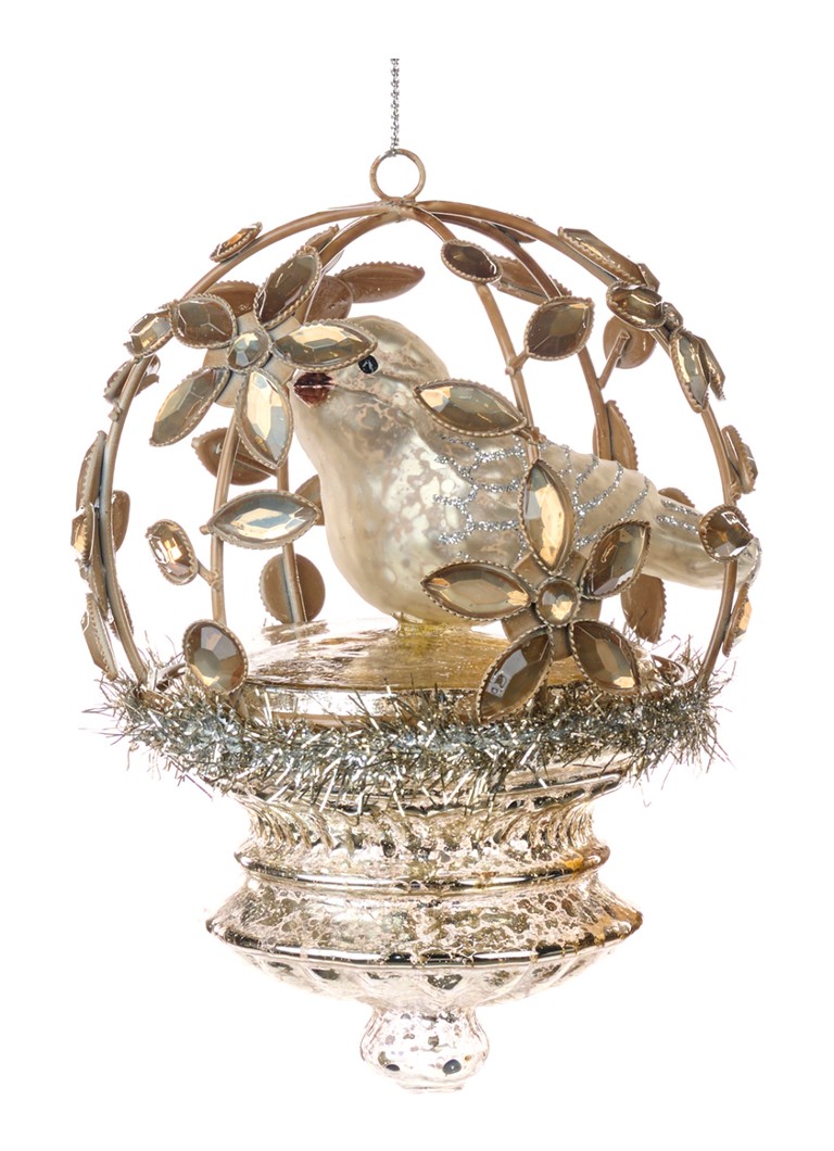 Goodwill Vogel in Bloemenkooi kersthanger 13 cm Goud - Deal
