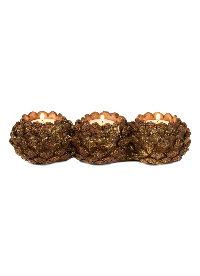 Goodwill Dennenappel waxinelichthouder 24 cm Bruin - Deal