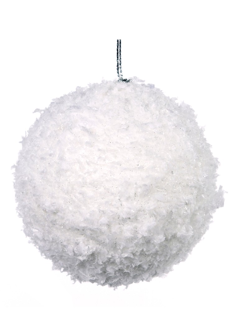 Goodwill Gevlokte kerstbal 8 cm Wit - Deal