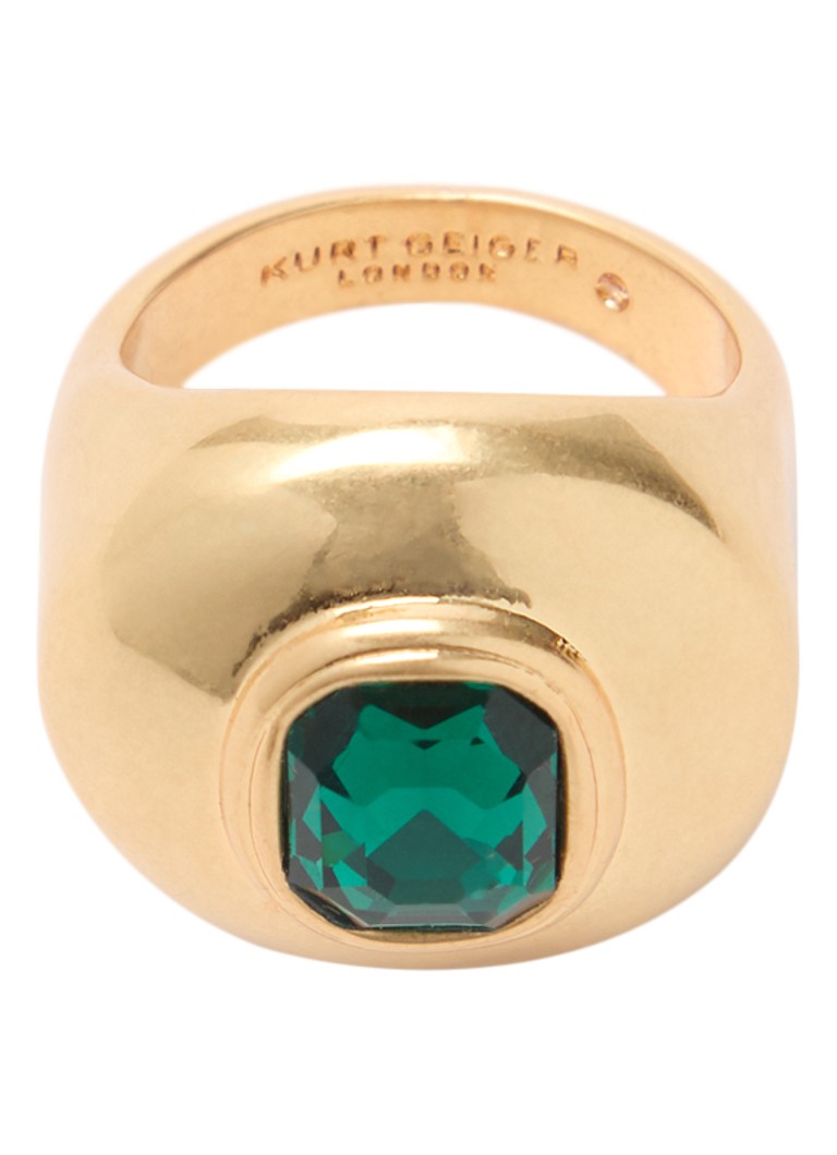 Kurt Geiger Dames Emerald Dome ring met kristal in de kleur Goud, maat: 56