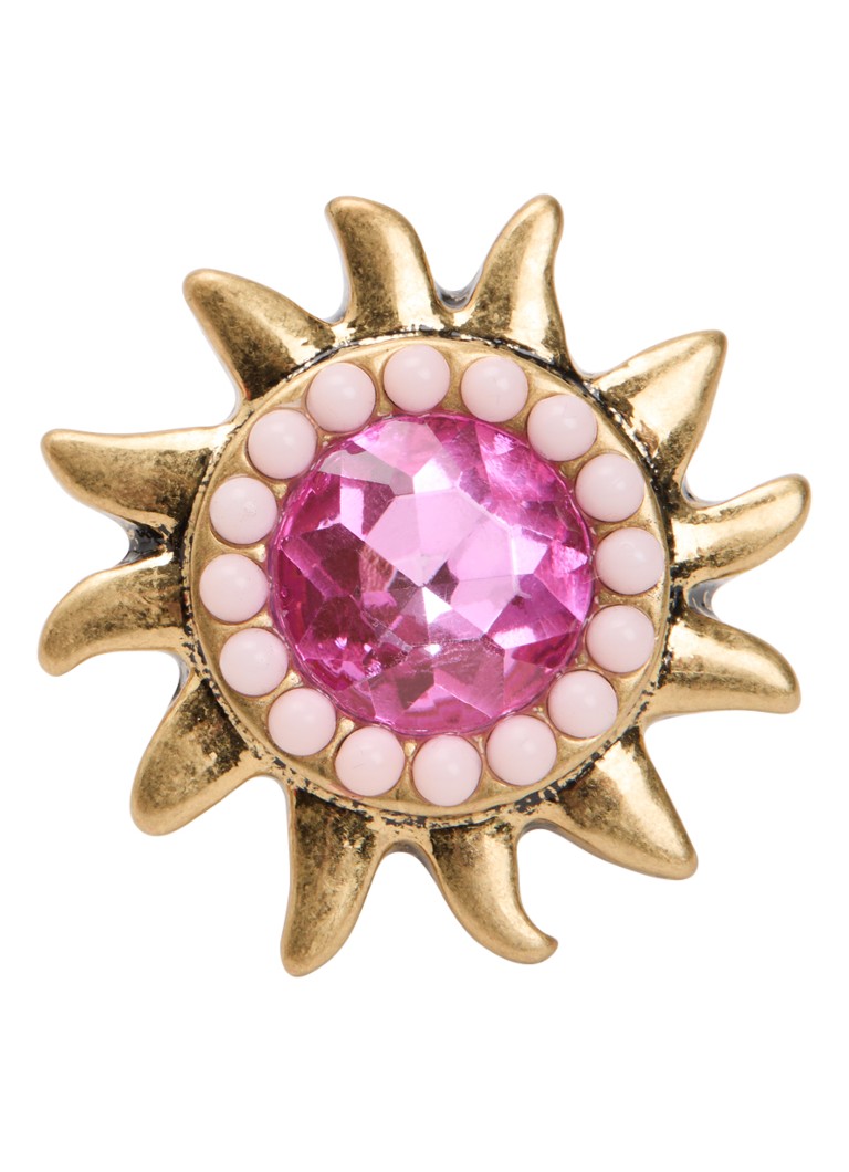 Kurt Geiger Dames Large Sun ring met kristal in de kleur Roze, maat: M/L