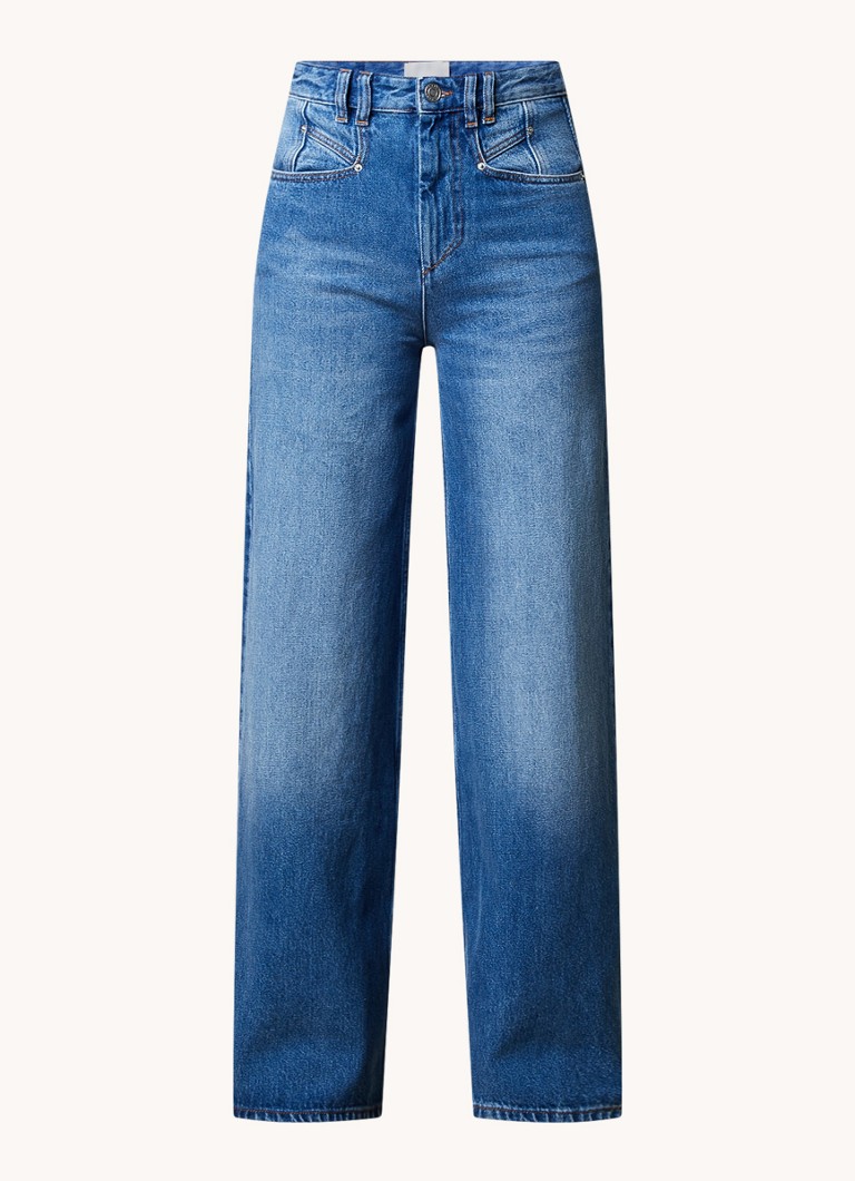 Isabel Marant Dames Lemony high waist wide leg jeans met medium wassing in de kleur Indigo, maat: 40