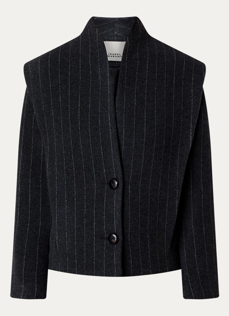 Isabel Marant Dames Dyogo jack in wolblend met krijtstreep in de kleur Antraciet, maat: 38