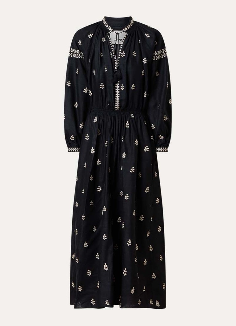 Isabel Marant Dames Rodilia maxi jurk van zijde met borduring in de kleur Zwart, maat: L