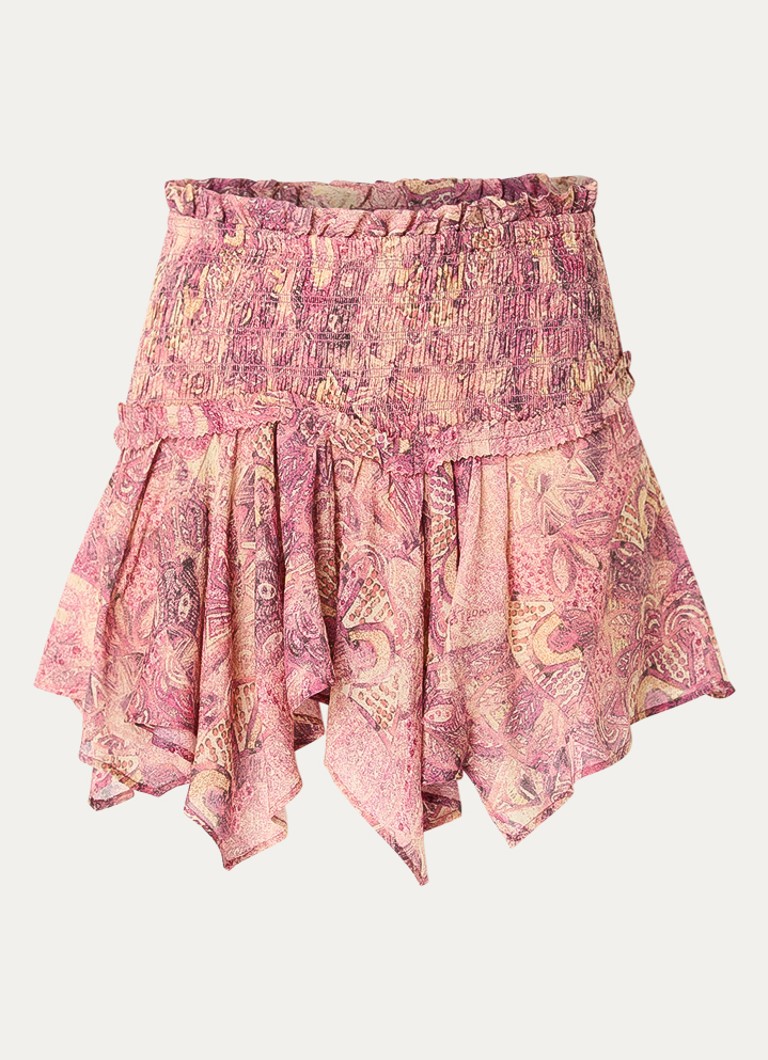 Isabel Marant Dames Ceiva minirok van zijde met print in de kleur Donkerroze, maat: 40