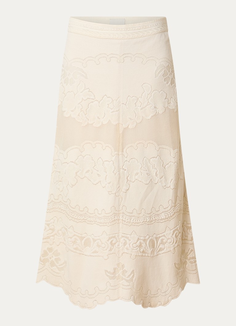 Isabel Marant Dames Sanaya high waist midi rok met broderie in de kleur Vanillegeel, maat: S